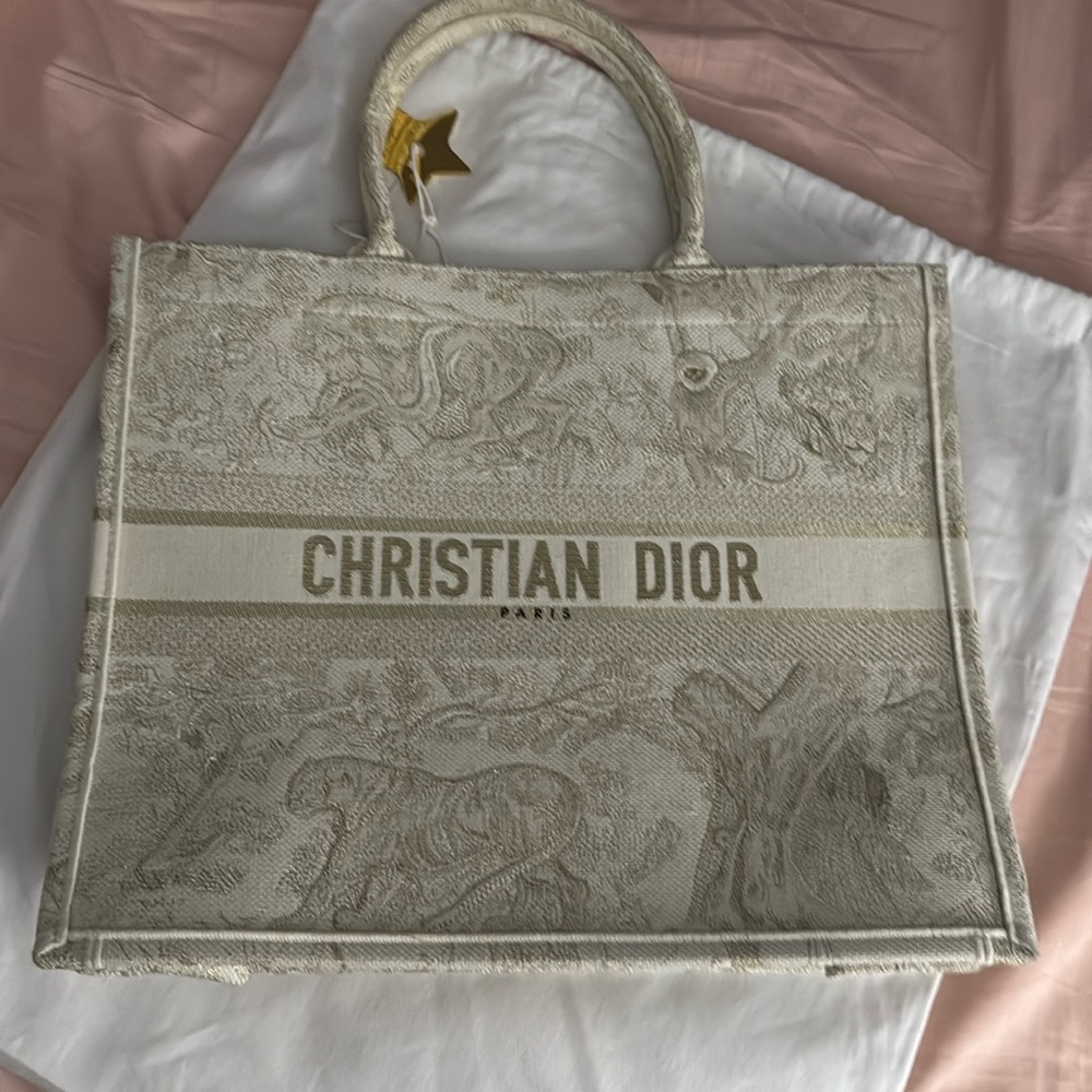 Beautiful Gold Toile Dior Book Tote Medium